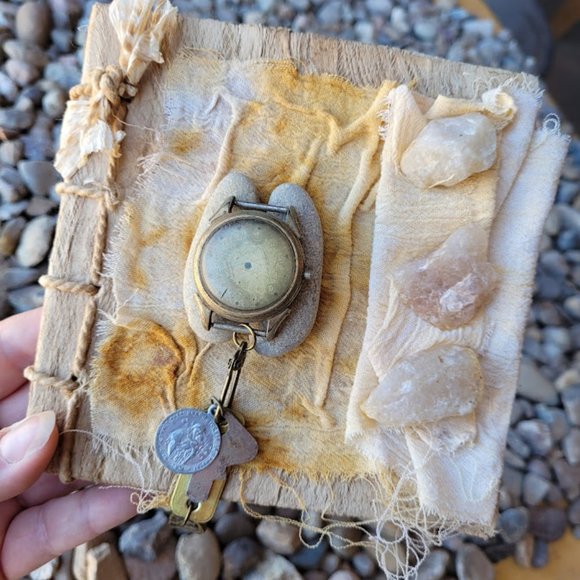 Handmade Art Journal Healing Crystal Rocks Time Dream Drawing Book Angel - Picture 2 of 14